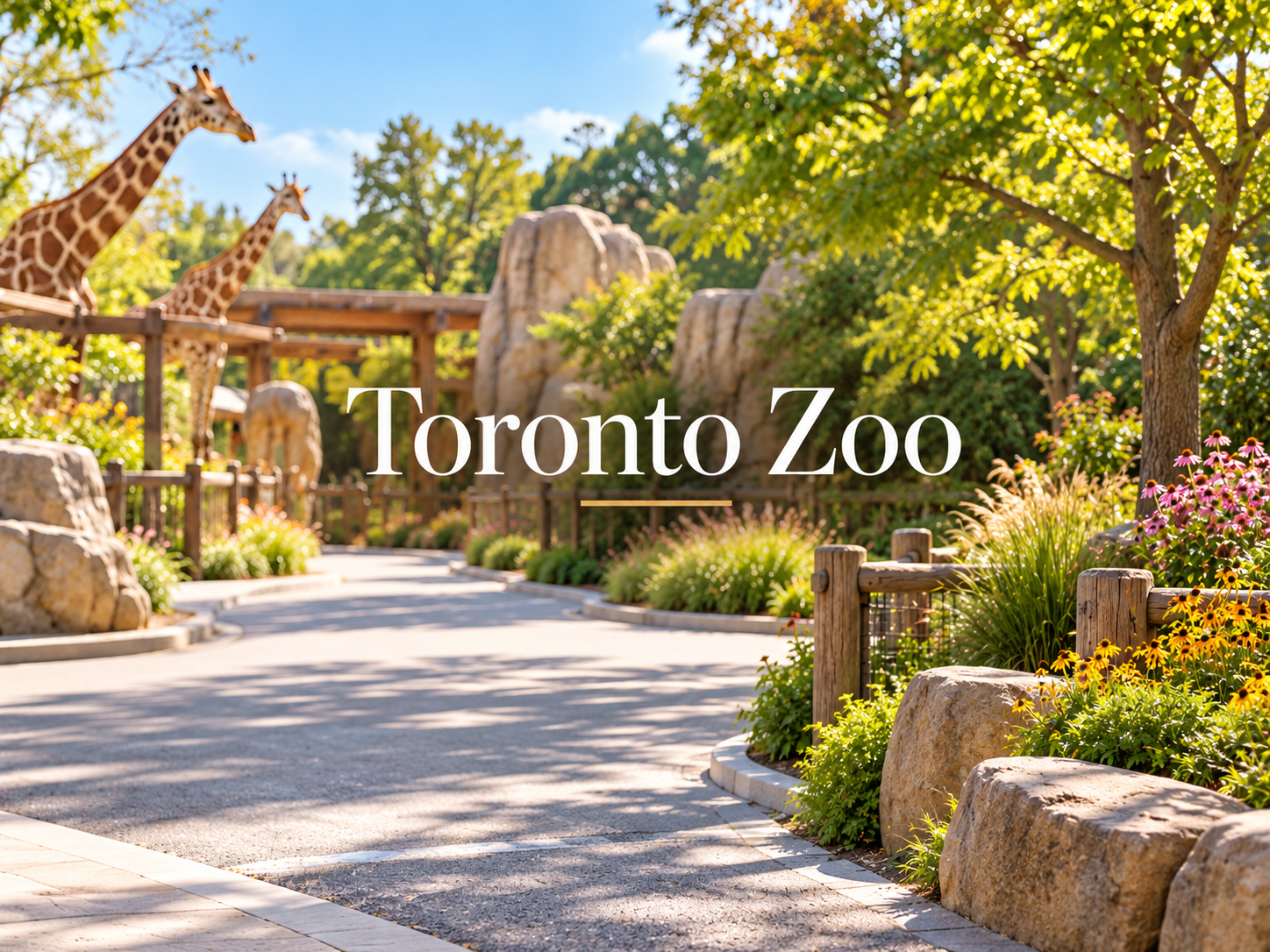 Toronto Zoo entrance with giraffe garden